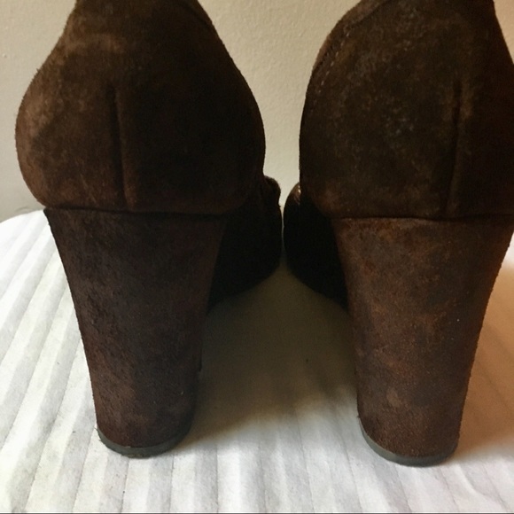 Michael Kors Classic Dark Brown Suede Wedge Heels - Picture 4 of 9